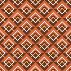 Fototapeta premium Geometric Seamless Diamond Tile Pattern Warm Color Detailed Textile Design