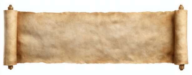 Scroll of old parchment paper isolated on white
