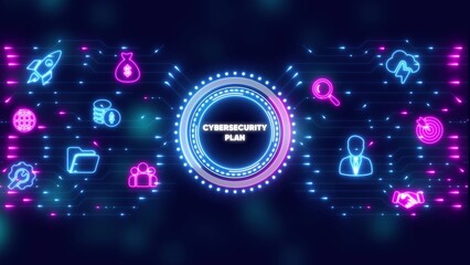 Cybersecurity Plan Digital Network Strategy Icons image photo