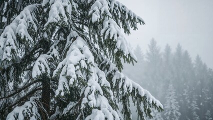 Snow on a tree in forest