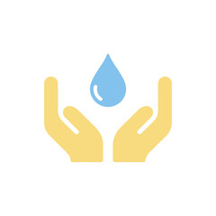 Obraz premium Hands Holding a Water Drop Symbolizing Conservation and Purity Minimalist Design for Environmental Awareness and Sustainability