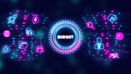 Neon Budget Concept Digital Network Futuristic Icons image photo