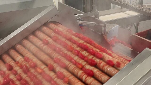 drone, interni di stabilimento lavorazione di conserve di pomodoro