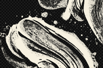Obraz premium Abstract soap foam brush swirl with soapy water streaks and smooth detergent texture. Artistic shampoo smear and cleaning liquid splash overlay for cosmetic or bathroom design projects.