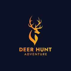 Deer Hunt Gold Modern Silhouette Logo