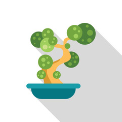 Stylized bonsai tree in a blue pot, representing japanese culture and minimalist design