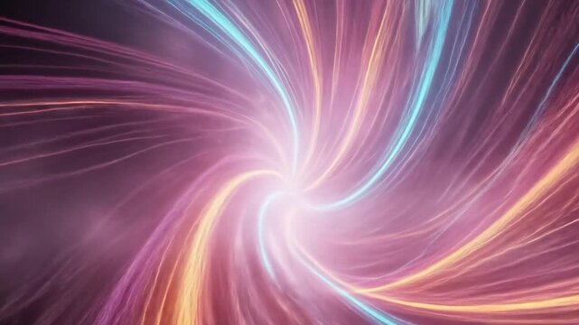 Dynamic swirling light streaks create a captivating abstract tunnel effect, perfect for futuristic tech visuals and energetic backgrounds for motion graphics