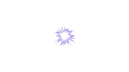 A bright white star with a shadow on a transparent background. Copy space.