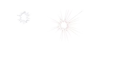 Two bright white stars on a transparent background. Copy space.