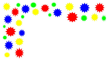 Colorful star border on a transparent background. Copy space.