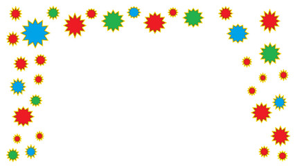 Colored star outline on a transparent background. Copy space.