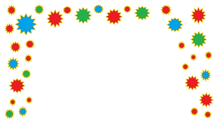 Colored star outline on a transparent background. Copy space.