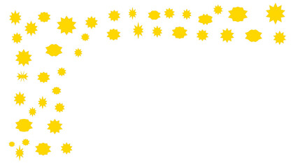 Gold colored star border on a transparent background. Copy space.