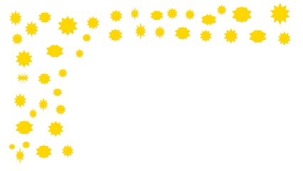 Gold colored star border on a transparent background. Copy space.