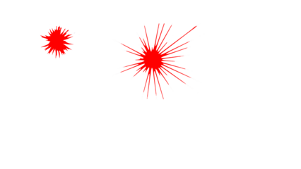 Two red stars on a transparent background. Red spots. Copy space.