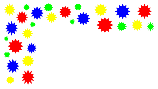 Colorful star border on a transparent background. Copy space.