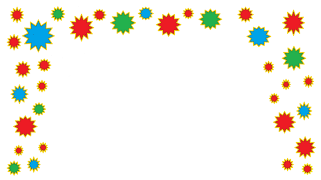 Colored star outline on a transparent background. Copy space.