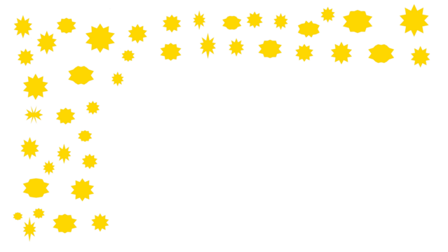 Gold colored star border on a transparent background. Copy space.