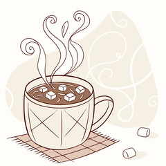 A cup of hot chocolate with marshmallows