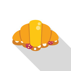 Croissant filled with cheese, salami, and other ingredients, creating a savory and satisfying meal