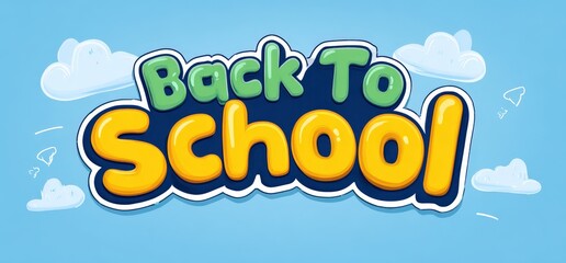 Obraz premium Back To School Typography: A vibrant graphic design of Back to School, perfect for educational themes and the start of a new academic year. Capturing the fresh start of a new semester.