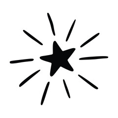 Obraz premium Simple hand drawn black starburst with sparkles