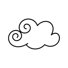 Simple black outline of a swirling cloud shape