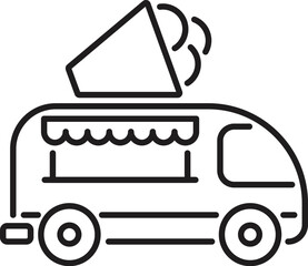 Food truck selling ice cream using megaphone advertisement icon vector illustration