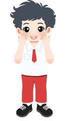 muslim schoolboy praying gesture