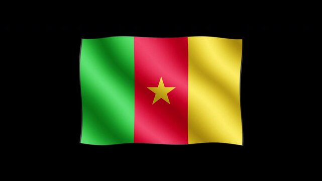 Cameroon - High quality animation of waving flag on transparent background. Seamless animation.