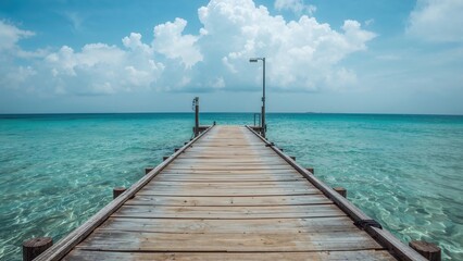 Fototapeta premium Wooden pier on the sea summer background