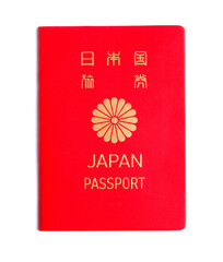 Red Japanese passport on a white background