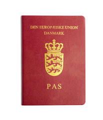 Danish passport on a white background