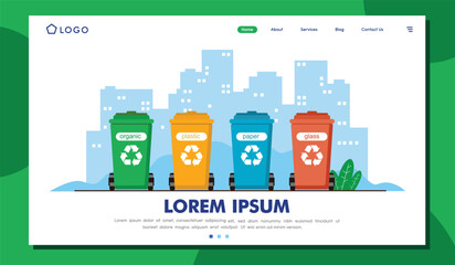 This image visually represents waste management elements for recycling with different bins, emphasizing the importance of eco-friendly practices and sustainable living in communities.