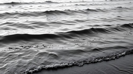 Black and White Abstract Ocean Waves with Textured Horizontal Striped Patterns