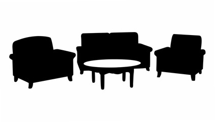 Fototapeta premium Classic living room furniture set in sophisticated silhouette, perfect for interior design mockups and modern home decor projects offering elegant style