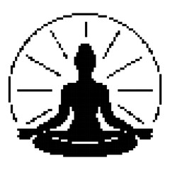 buddhism pixel icon, 8-bit. Vector illustration on a white background.