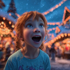 Unbridled Excitement: Close-up of a Child's Face Filled with Delight and Joy.