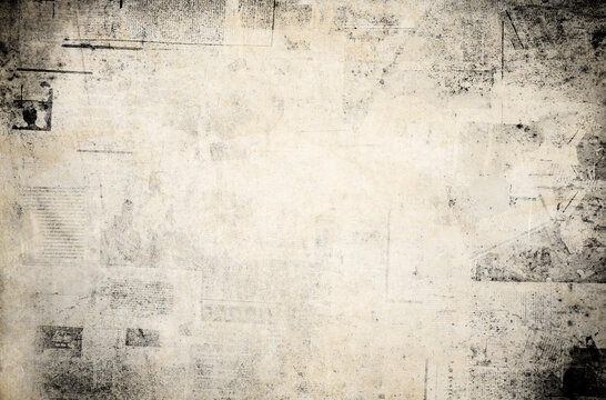 Vintage newspaper collage texture with aged paper and grunge stains