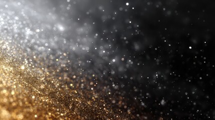 Obraz premium Glimmering Gold and Silver Particles on a Dark Background