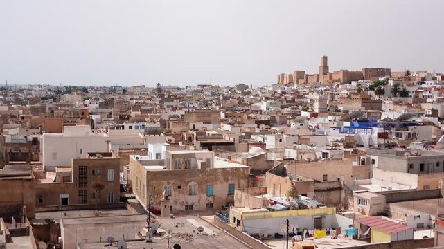 Aerial panorama view of downtown Sousse, Tunisia 