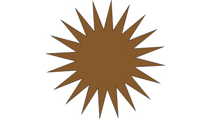 A starburst shape with pointed edges and a textured brown center on a plain white background design