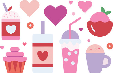 Cute pastel valentine themed vector graphics collection for sweet designs