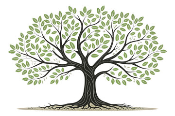 Obraz premium green tree with roots isolated white