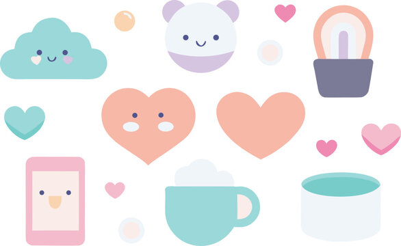 Soft pastel cute couple themed vector graphics bundle 20 scalable illustrations for design