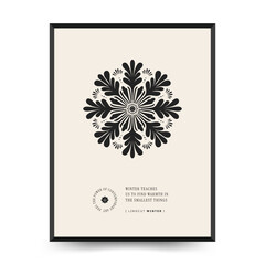 Merry Christmas and Happy New Year linocut poster template. Modern trendy Matisse minimal style. Hand drawn design for wallpaper, wall decor, print, postcard, cover, template, banner.