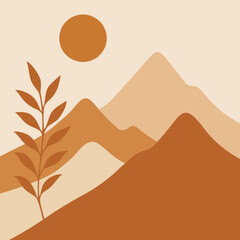 Boho Mountain Landscape Vector illustration