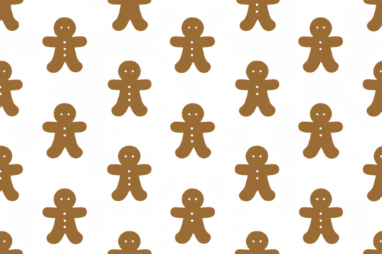 Gingerbread men seamless pattern for holiday celebration. Festive christmas baking food or sweet dessert