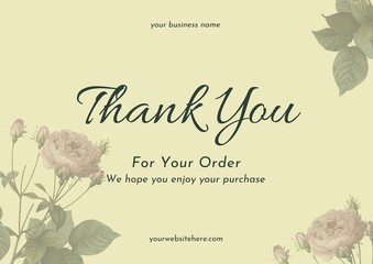 Fototapeta premium Greeting card template design, thank you card with floral background, thank you card. day 180
