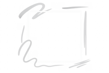 Square frame with hand drawing brush strokes on transparent background